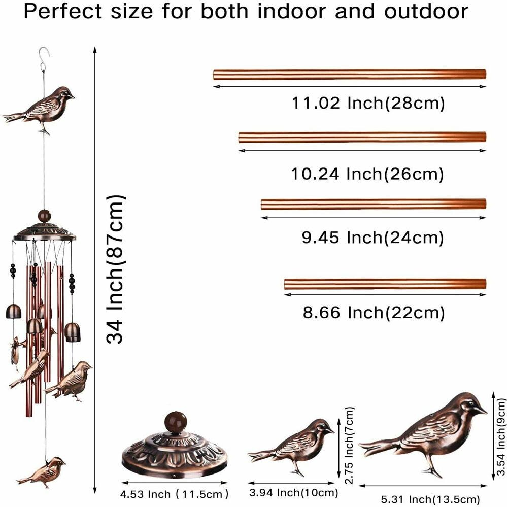Koperen Buis Windgong Vogel Buterfly Overhandigen Bel Hanger Outdoor Tuin Pastorale Retro Stijl Windgong Klokken Decoratie: Hummingbird