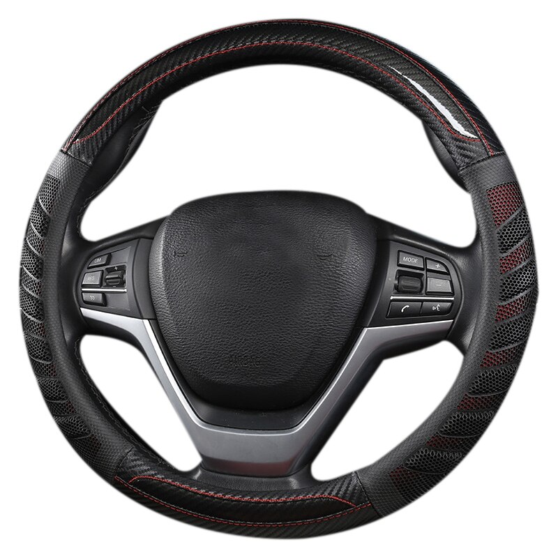 Car Steering Wheel Cover Women Girl Breathable Braid on the Steering Wheel Universal Car Cover: Black