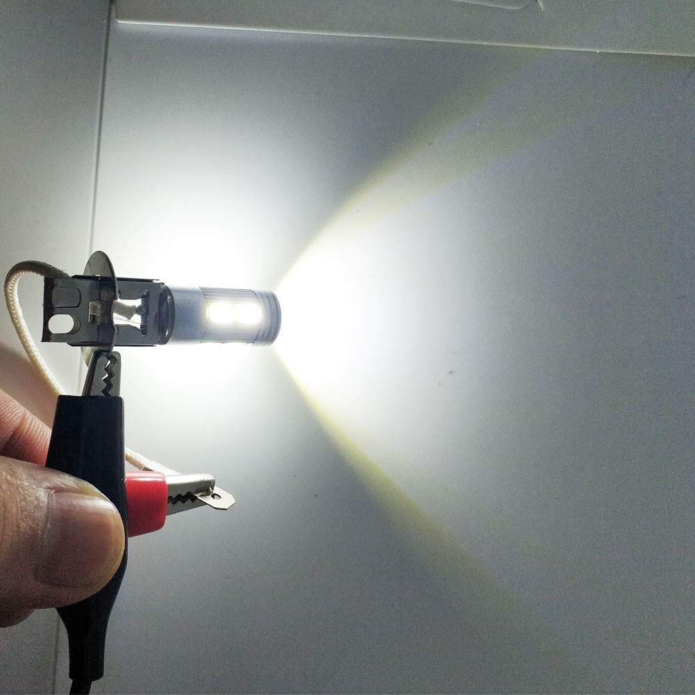 1 stk led pære tågelygte  h3 12v led bil 10 smd 5730 super lys hvid 6000k auto blinklys kørelygte drl