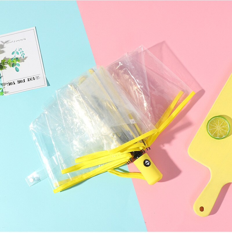 Ombrello automatico piccola margherita POE telone trasparente ombrello dea studente giapponese pieghevole ombrello fiore di ciliegio: yellow blank