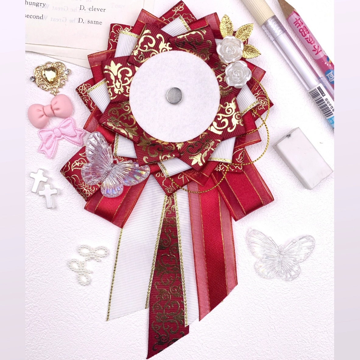 Italife Nowa Torba Ita, Przypinki, Uchwyt na Odznaki z Kwiatami na Odznaki Anime 58mm, Ręcznie Robione Jedwabne Wstążki, Akcesoria robić Dekoracji Itabag, Przypinki H333