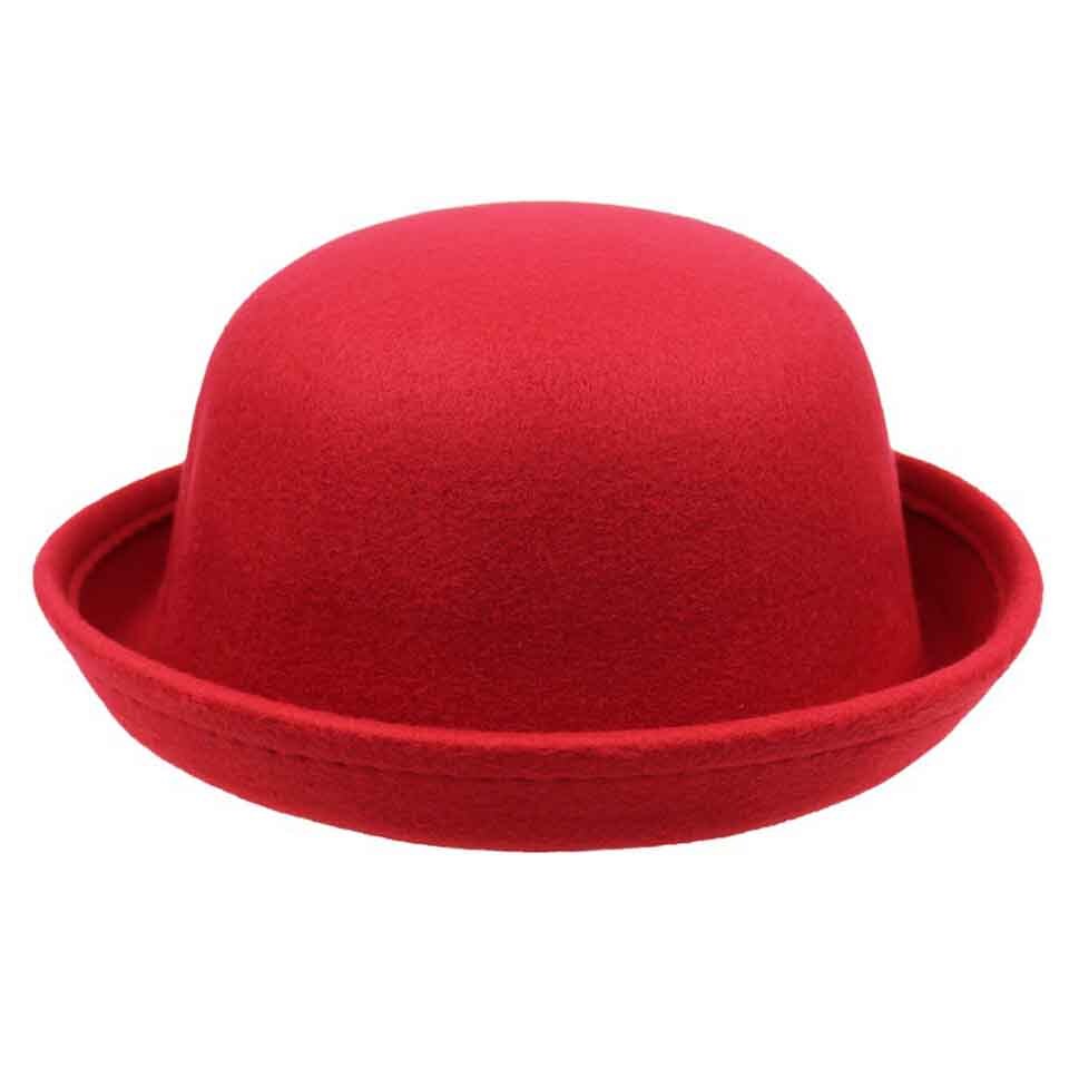 Parent-child Fedora Hat Kids' Round Top Hat Dome Cap Children Dress Hats Felt Hats Wool Felting Bowler Hat For Mom and Baby: C0211-1 / M