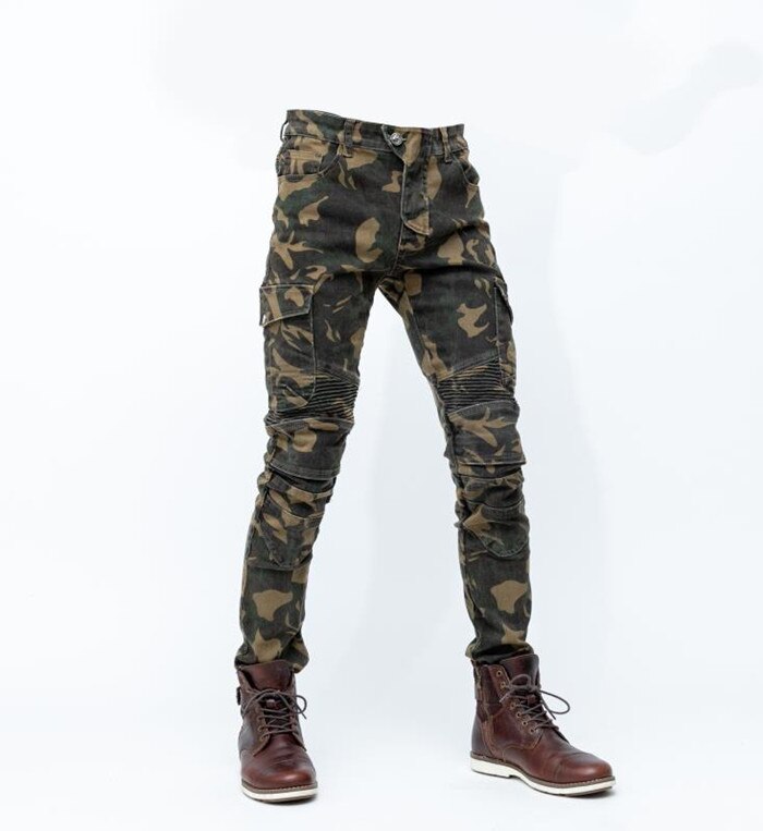 Pantalones vaqueros de camuflaje para hombre, equipo de protección para Moto, novedad de
