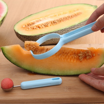 Billig! 2 stk / sæt melonsked + frugtskræller husholdningsartikler køkkenredskaber skrælning frugt grave en ske køkken tilbehør