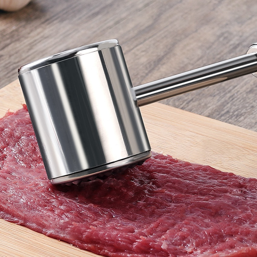 Rvs Vleesvermalser Mallet Keuken Dubbelzijdig Vlees Pounder Hamer voor Beukende en Tenderizing Steak Varkensvlees Rundvlees
