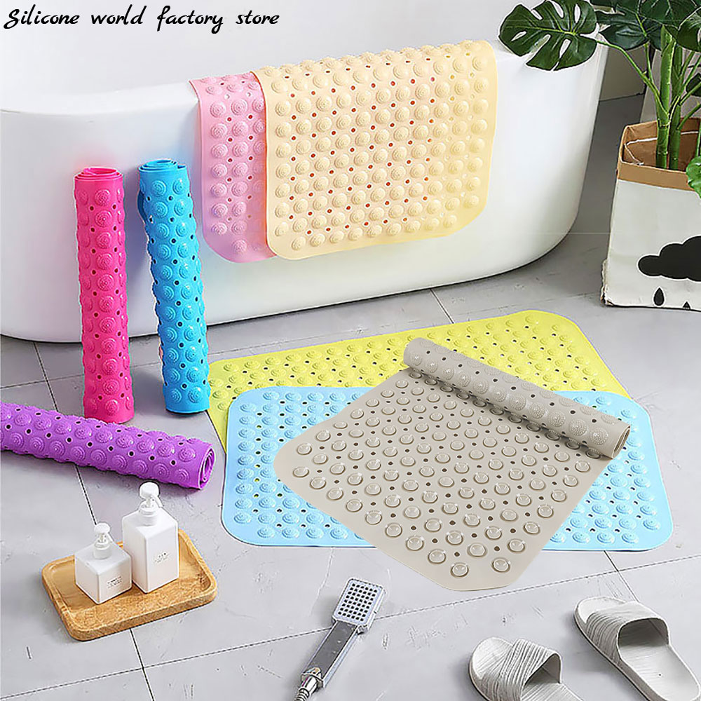 Silicone World Bathroom Anti-skid Mat PVC Bathroom Massage Foot Mat Shower Household Bathtub Mat With Suction Cup Floor Mats