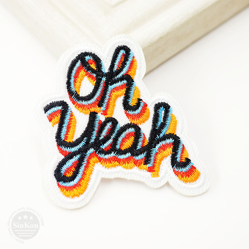 Oh yeah (Size:6.0x6.5cm) Cloth Patch Badges Mend Decorate Patch Jeans Bag Hat Clothes Apparel Sewing Decoration Applique Patches