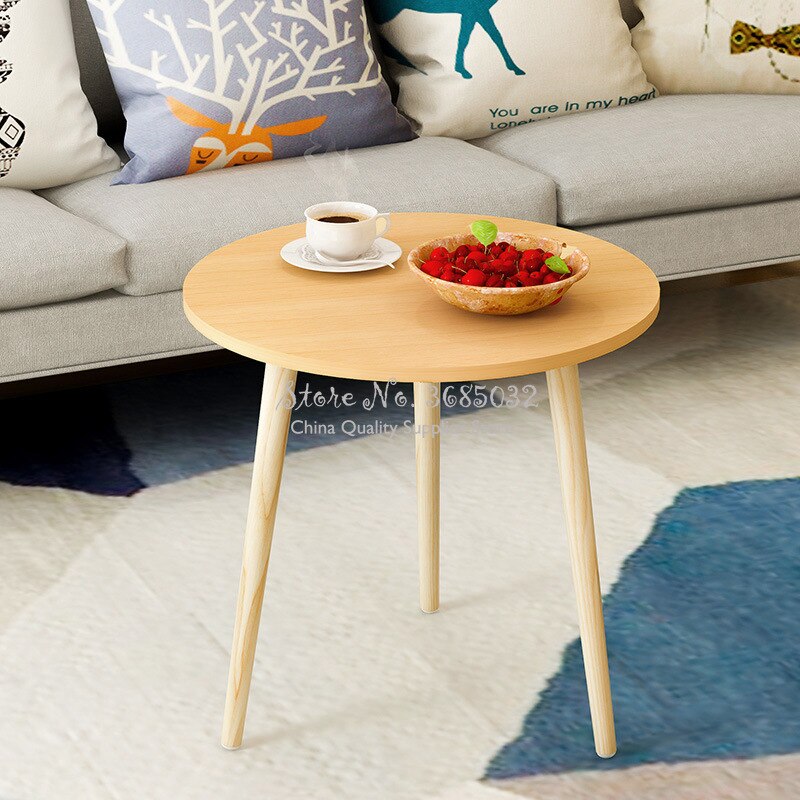 2 Lagen Nordic Hout Ronde Salontafel Vuile Storage Tafel Thee Fruit Snack Service Plaat Lade Bed Woonkamer Sofa side Bureau