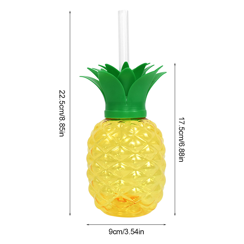 Vasos de piña de plástico con pajita y fresa para beber, 8 piezas, Hawaiano, Luau, decoración de Tropical, suministros de cumpleaños de playa de verano