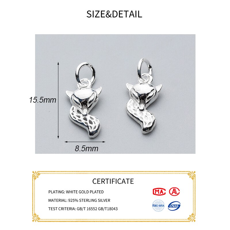 Meetsoft Leuke 925 Sterling Zilveren Dieren Fox Hollow Bedels Voor Diy Handgemaakte Fijne Sieraden Ketting Armband Chic Accessoire