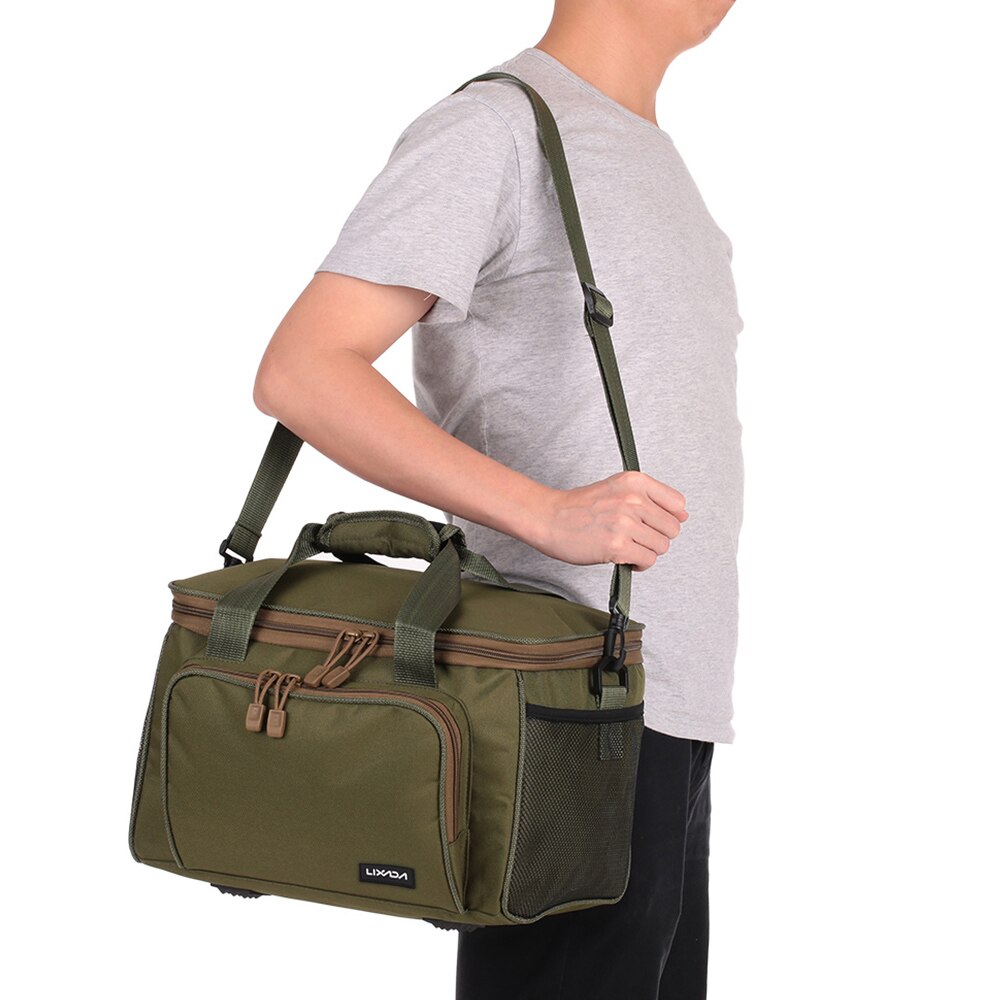 Lixada Fishing Bag Portable Multifunction Canvas Fishing Lure Reel Shoulder Waist Backpack Bag for Carp Pesca 37 * 25 * 25cm