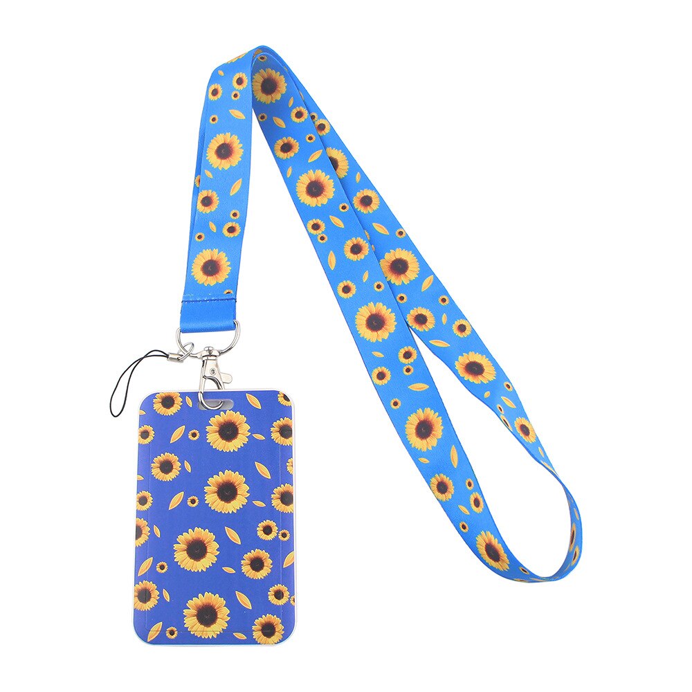 1Pcs Sunflower Lanyard Id Badge Holder Keychain ID Card Pass Gym Mobile Key Rings Nurse Accessories: NO.3