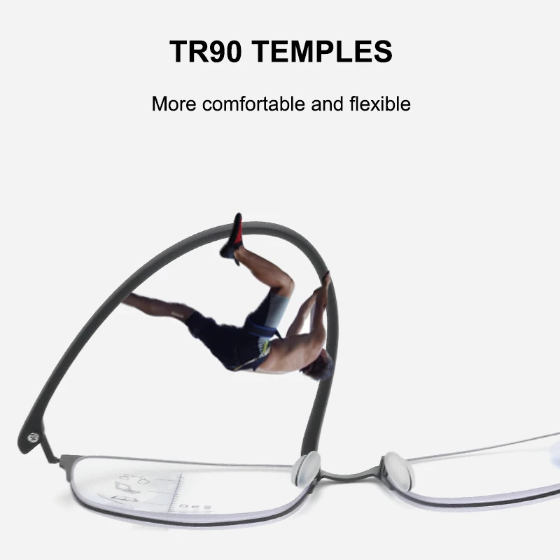 IENJOY Óculos de leitura multifocal de meia armação para homens TR Óculos bifocais progressivos Luz azul Óculos para presbiopia 1.0 2.0 3.0