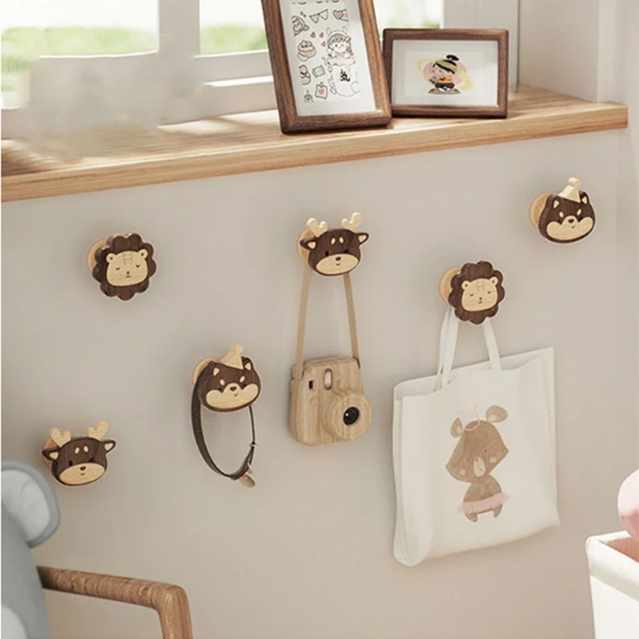Cartoon Walnoot Houten Haak Beukenhouten Schattige Dierenhaak Garderobehanger Kinderkamer Decor Haak Thuis Keuken Accessoires