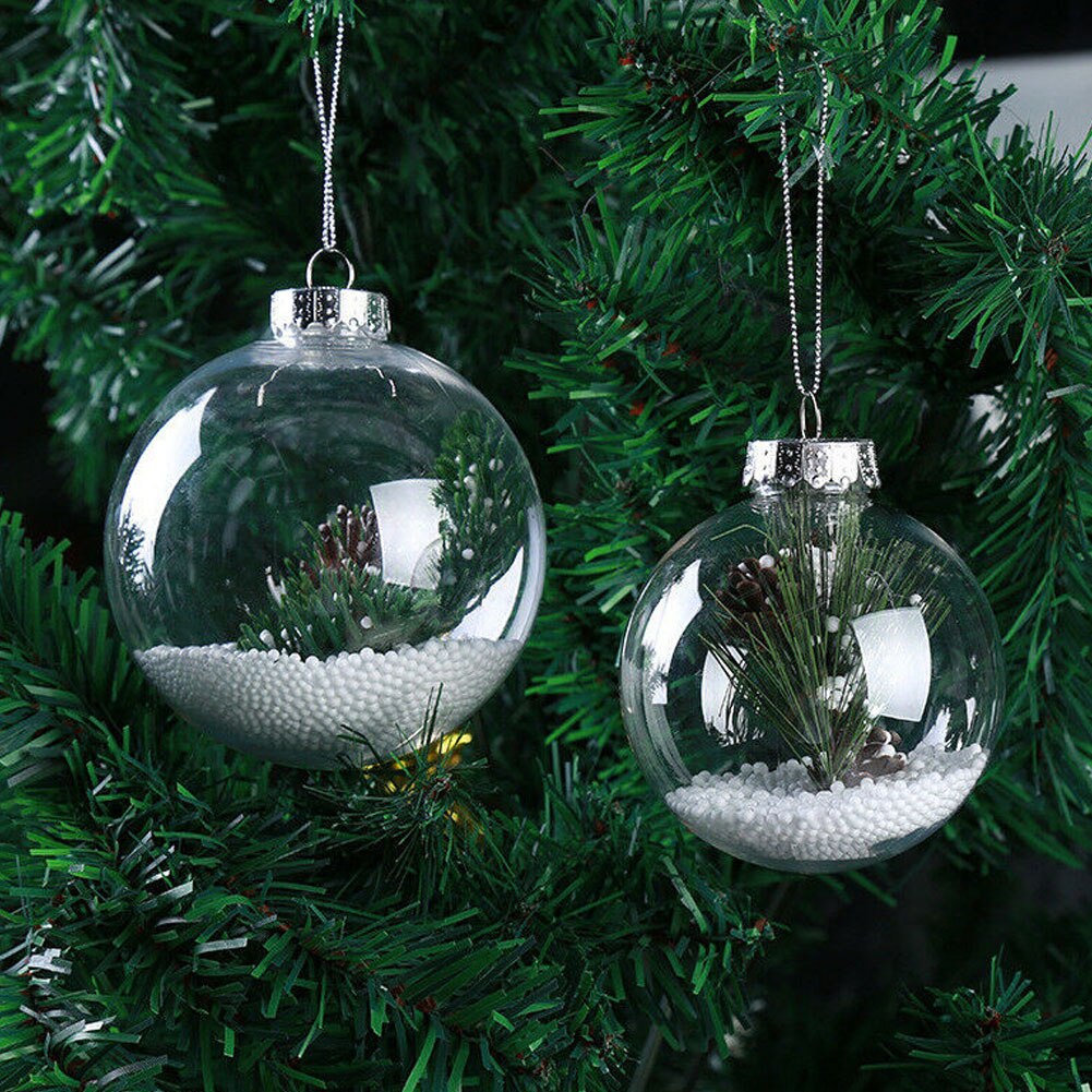 1Pc Christmas Tree Ornaments Transparent Plastic Baubles Balls Hanging Pendant Christmas Decorations navidad