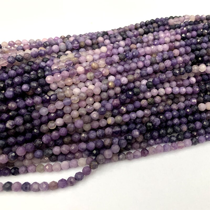 Natürliche Echte Lila blau Regenbogen Sugilite Hand Cut Faceted Runde Lose Kleine Perlen 2mm 3mm 4mm 06389
