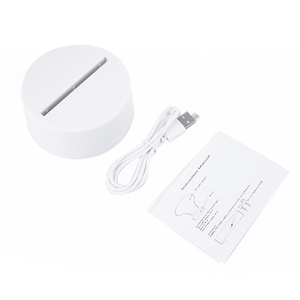 Akryl lampesokler usb kabel berøringsbryter moderne 3d ledet nattlampe sokkel 7 fargejuster lysende tilbehør