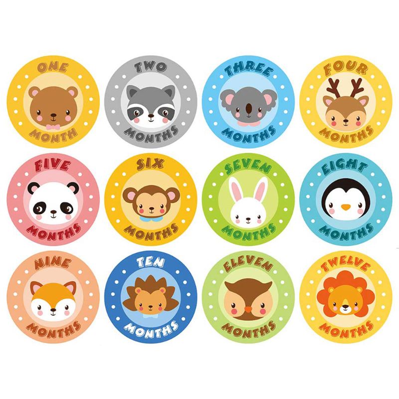 12 Pcs Baby Pregnant Monthly Stickers Memory Recording Milestone Sticker Props: 703