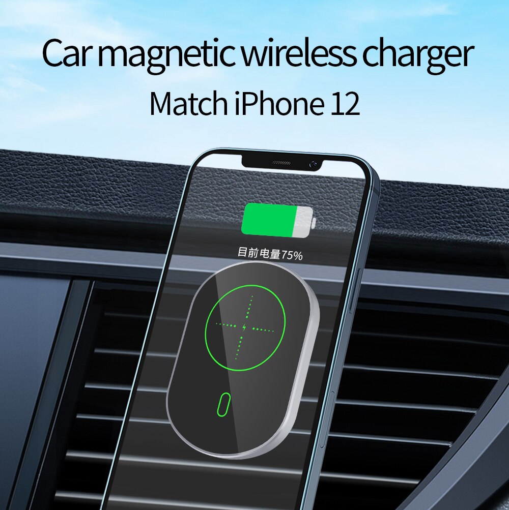 Magnetic wireless car charger t 15w for iphone 11 12 pro mini fast charging for huawei xiaomi oneplus samsung car fast charger