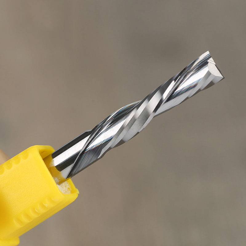 2 st 3.175 4 6mm Links Spiraal frees down cut twee dubbele Fluiten router bit CNC end mill carbide frees