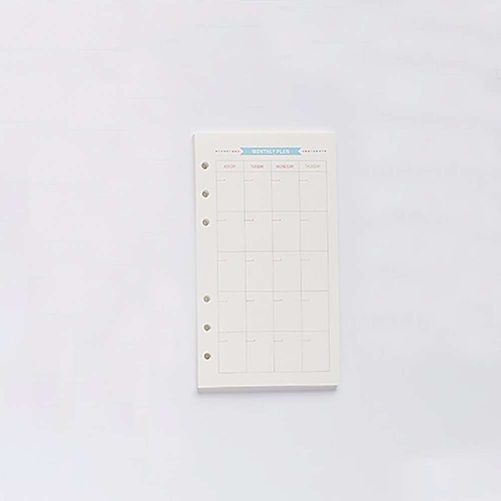 40 Sheets A5/A6 6 Ring Binder Refills Notebook Inner Pages Weekly Monthly Planner To Do List Loose Leaf Binder c: A6 Monthly Plan