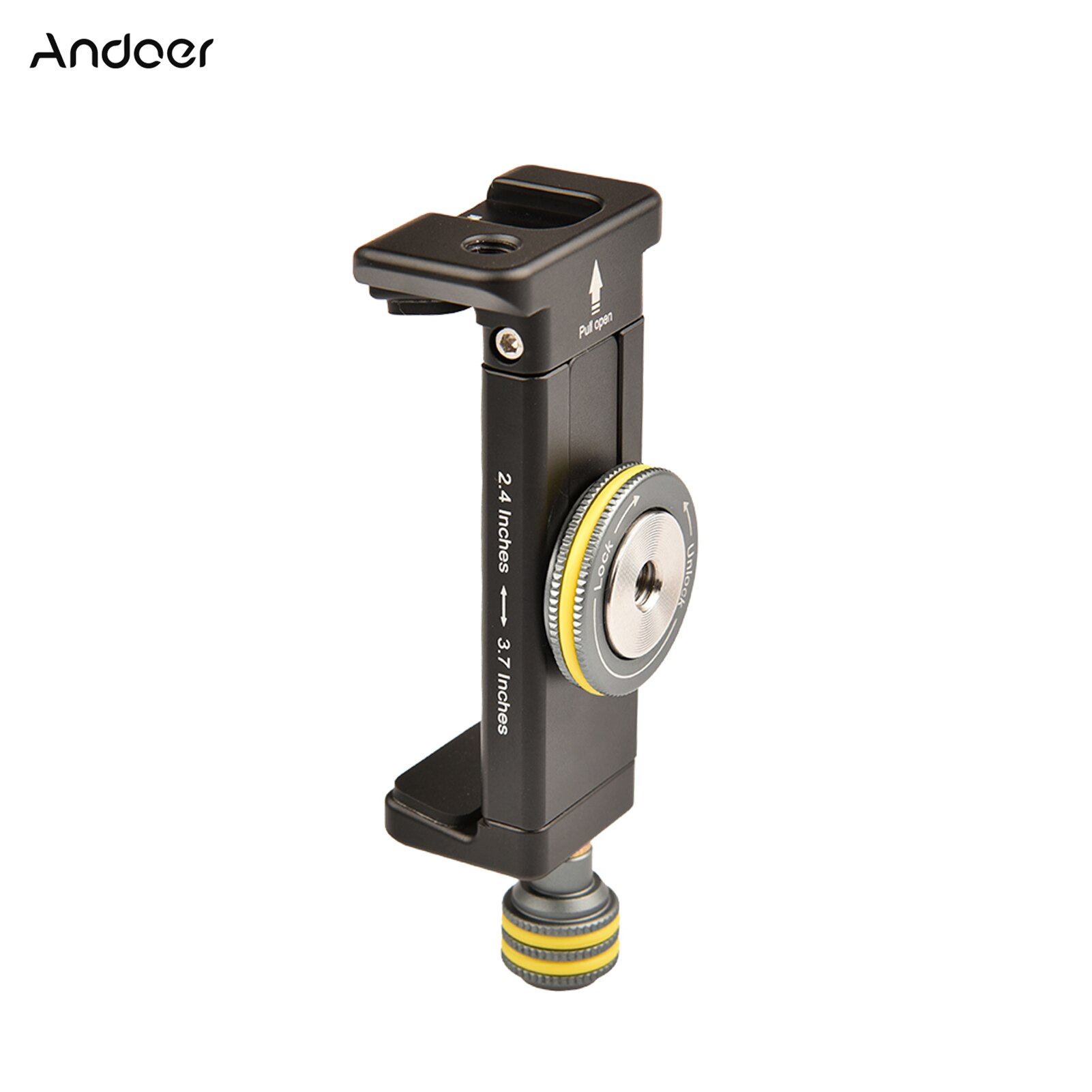 Andoer Smartphone Holder Clamp Tripod Mount with Standard Arca Swiss Mount Triple 1/4-inch Threads Cold Shoe Mount for Video