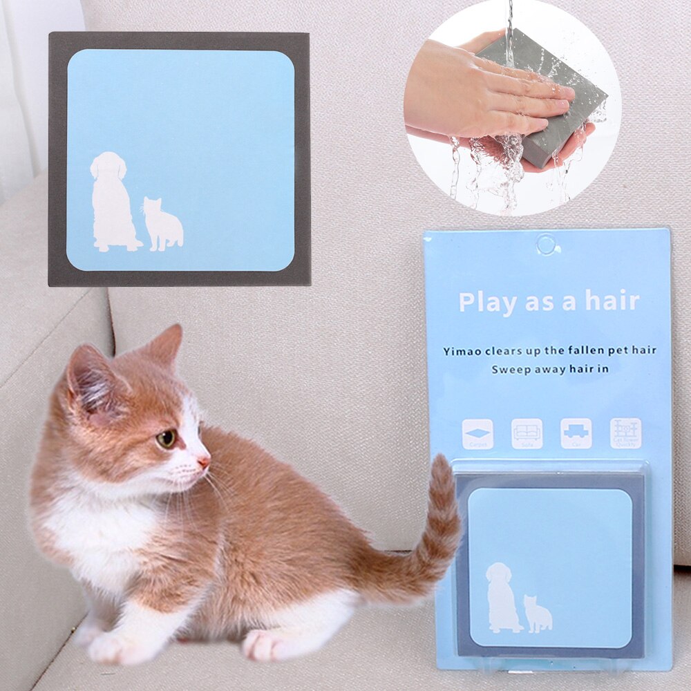 Cepillo de espuma de electricidad estática para perros y gatos, esponja que quita pelos para mascotas, limpiador de uso doméstico o en coche, asientos, camas, esteras, herramienta de limpieza