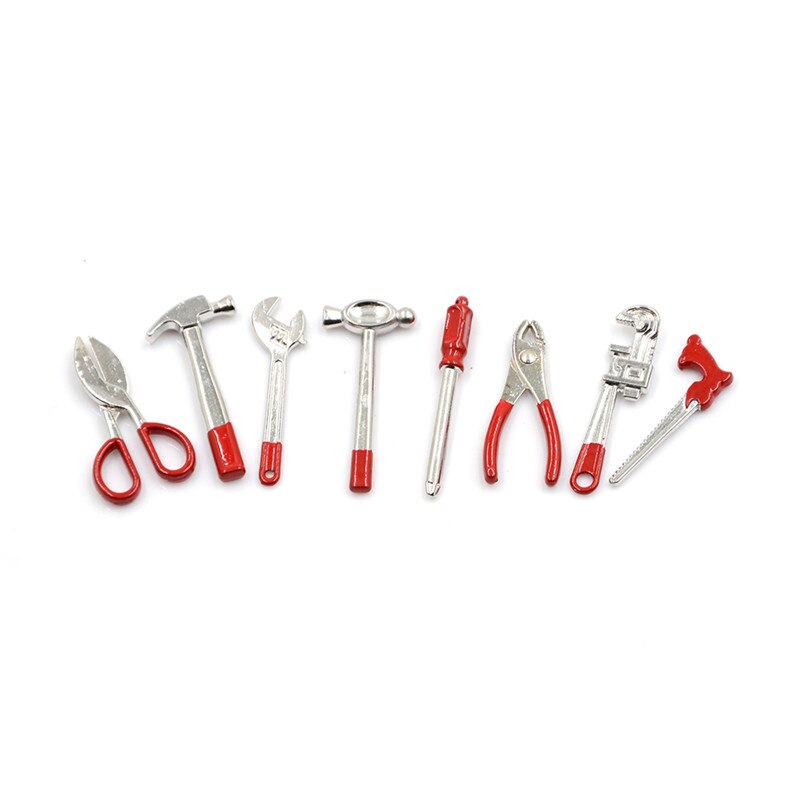 8pcs 1:12 Scale Miniature Metal Hand Tools Set Dolls House Accessories Good: RD
