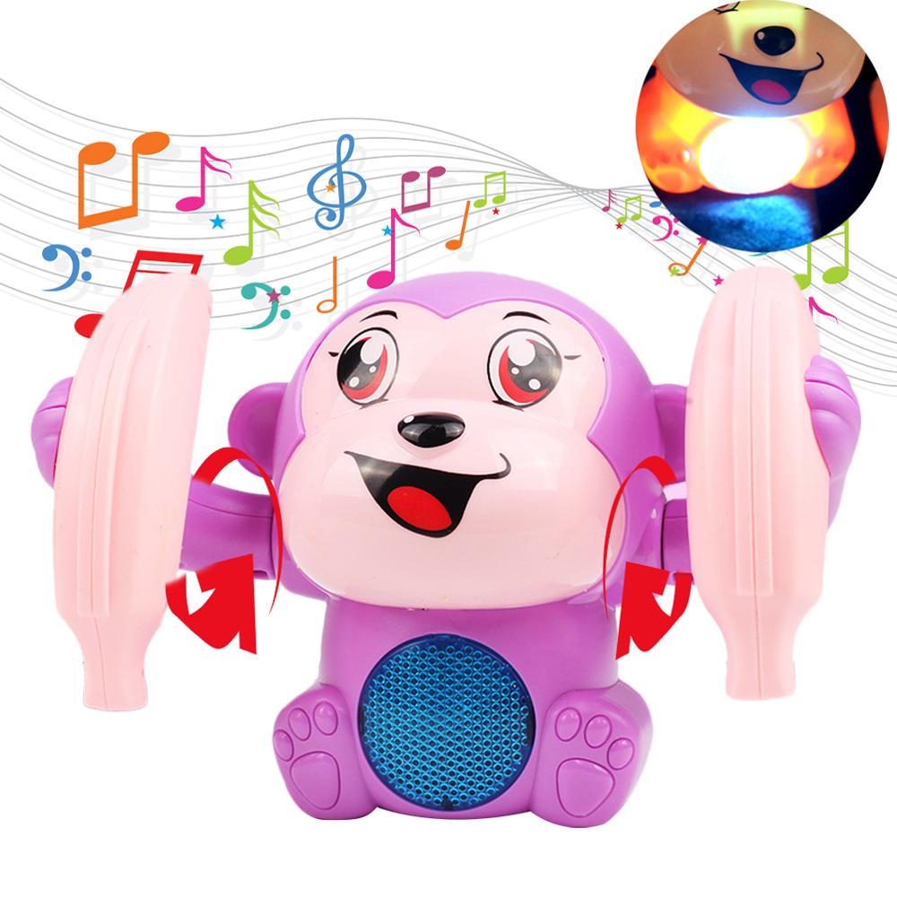 Newest Electric Flipping Monkey Toy Light Music Children Animal Model Toy Voice Control Induction Cartoon Rolling Baby Toys