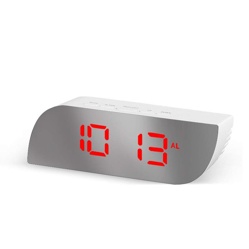 Digital Mirror Clock LED Night Lights Temperature Snooze Function Alarm Clocks USB Table Desk Clock Home Decor Battery Use: white-red