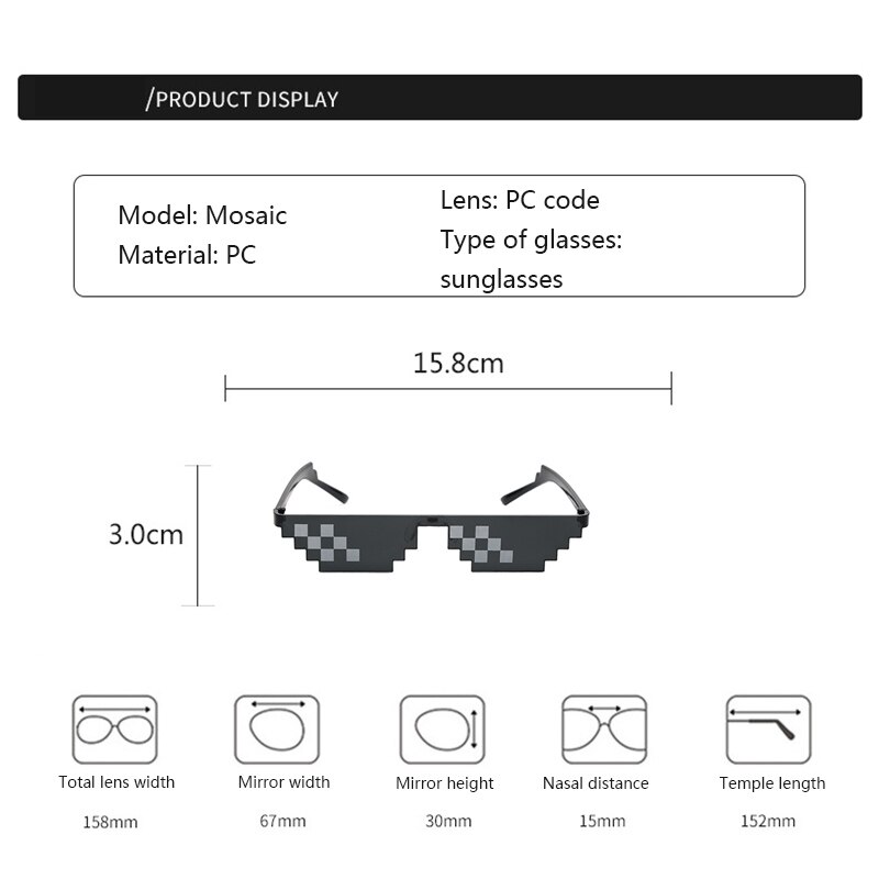 Fashionable Sunglasses Women Men Mosaic Sunglasses Stuff Toy Decorative Glasses Black Sunglasses Funny Toy