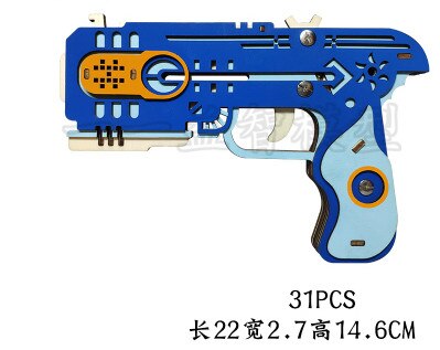3D Montage Holz Pistole Bausatz mit Gummiband Starten Puzzle Pädagogisches Spielzeug A613: Stil 4