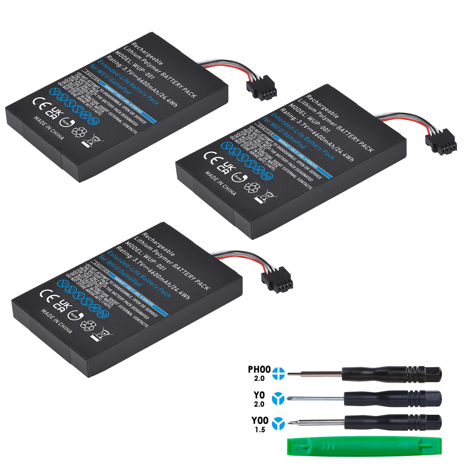 6600mAh High Capacity Battery for Nintendo Wii U Gamepad Rechargeable Long Lasting Battery, Fix Dead Power Issue: 3 battery