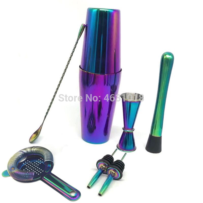 Cocktailshaker BS-75S 750ML Boston Cocktail Shaker Set and Widely Used in Bars: Rainbow color 8pcs