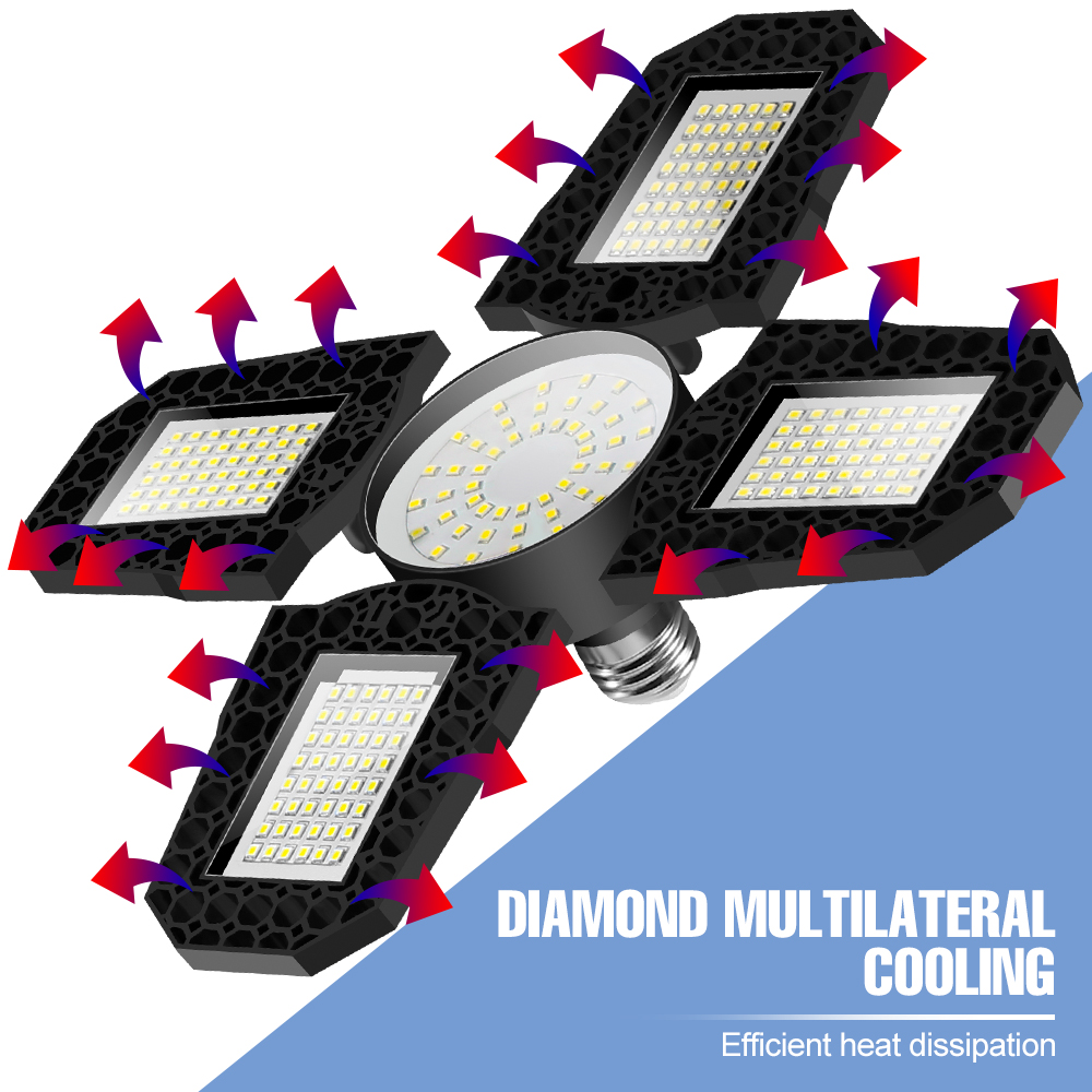 200w led-garagepærer  e27 foldbar deformationslampe  e26 hjemmelager/værksted/kælderbelysning kold/varm hvid 100w 150w