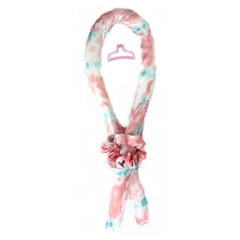 Haste de ondulação cacheadora sem calor, faixa de seda para ondular e cachear o cabelo, fita sem calor: white green pink