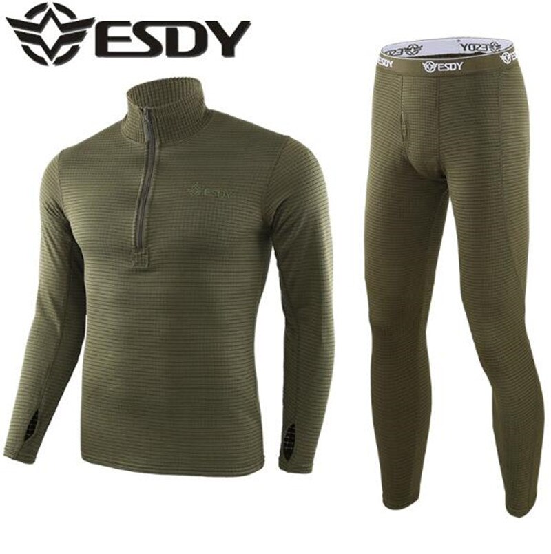 ESDY Motorcycle Thermal Underwear Set Quick Dry Stretch Men Thermo Underwear Running T-shirt Set Tight Long Tops & Pants M-2XL