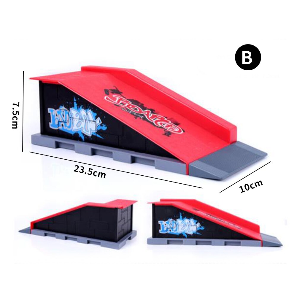 Finger Skateboard Set - Mini Park Ramp Track - ABS Plastic - 28x11x18cm - Removable Deck: B