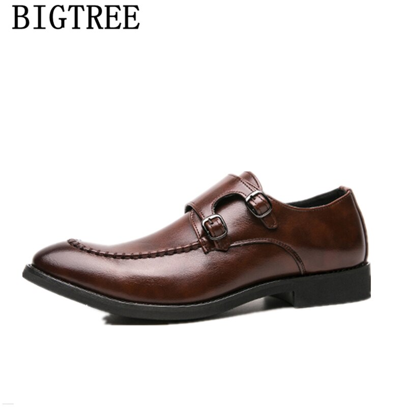 Zapatos con doble correa de monje, zapatos clásicos de lujo para hombre, zapatos formales de talla grande 46, vestido marrón, zapatos italianos de vestir para hombre, zapatos de cuero