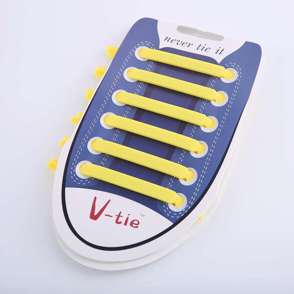 12 unids/set zapatos creativos Unisex mujeres hombres atléticos correr sin cordones zapatos elásticos de silicona zapatos de encaje todas las zapatillas 9 colores: Amarillo