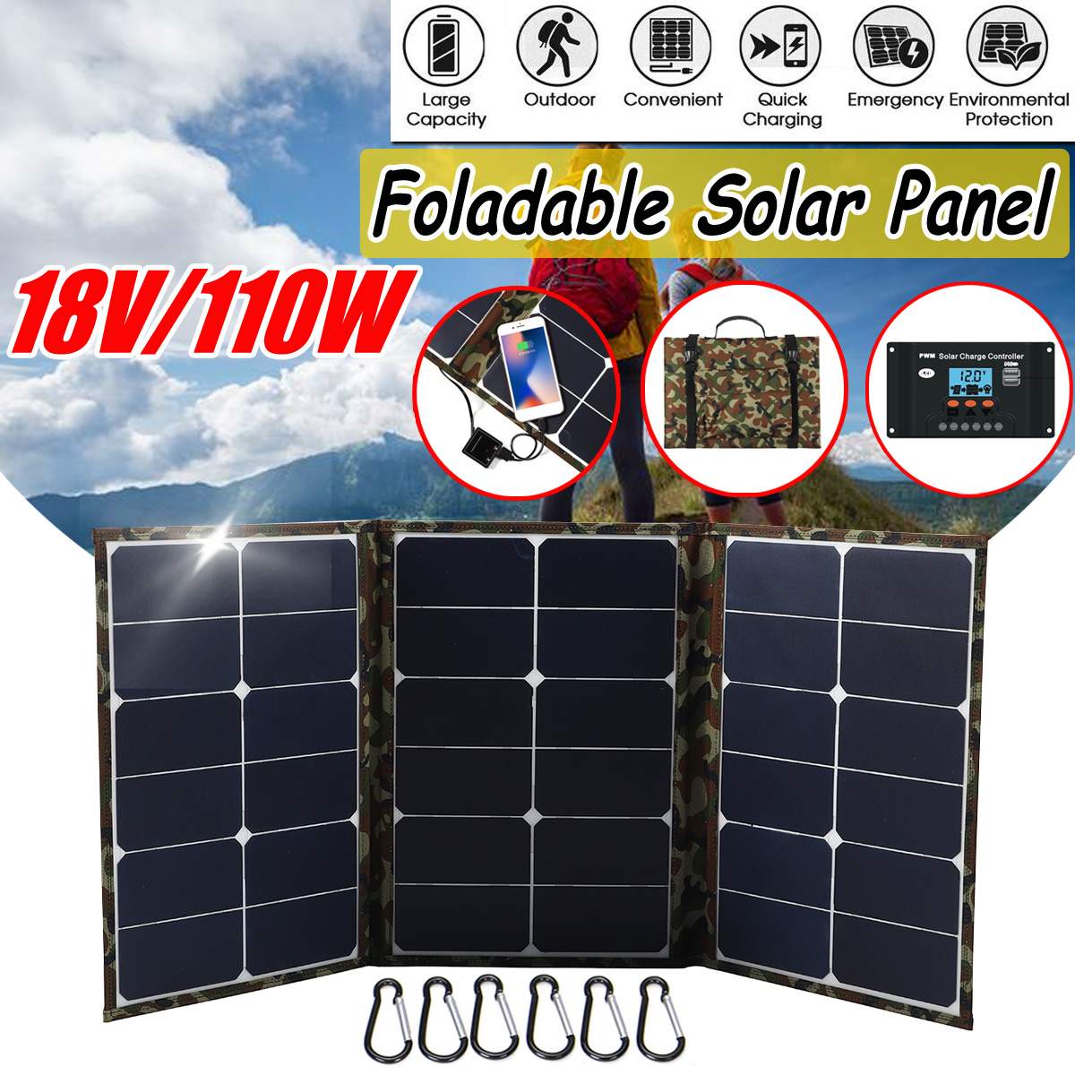 USB Port 30W Foldable Solar Panel Charger Portable Solar Power Bank Backpack Camping Hiking Solar Panel Kit for phone