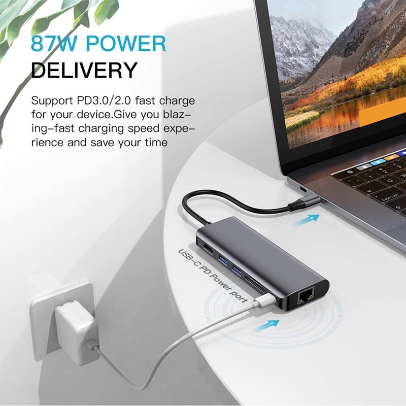 USB C Hub, 7 in 1 USB C to 4K HDMI Adapter,2 USB 3.0 Ports and SD/TF Card Readers,Compatible for Air, Pro