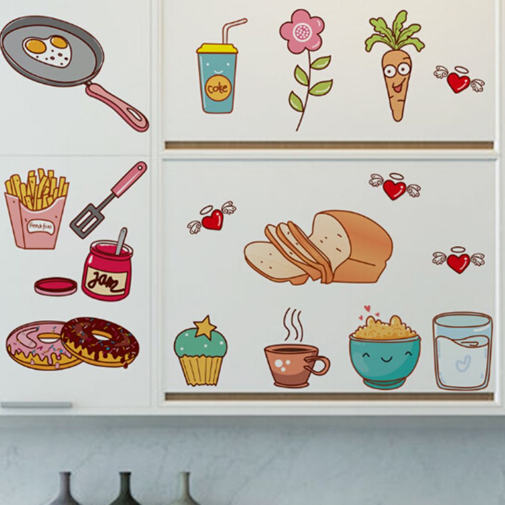 Pegatina de pared con patrón de comida, vinilo autoadhesivo extraíble, decoración de cocina, hogar