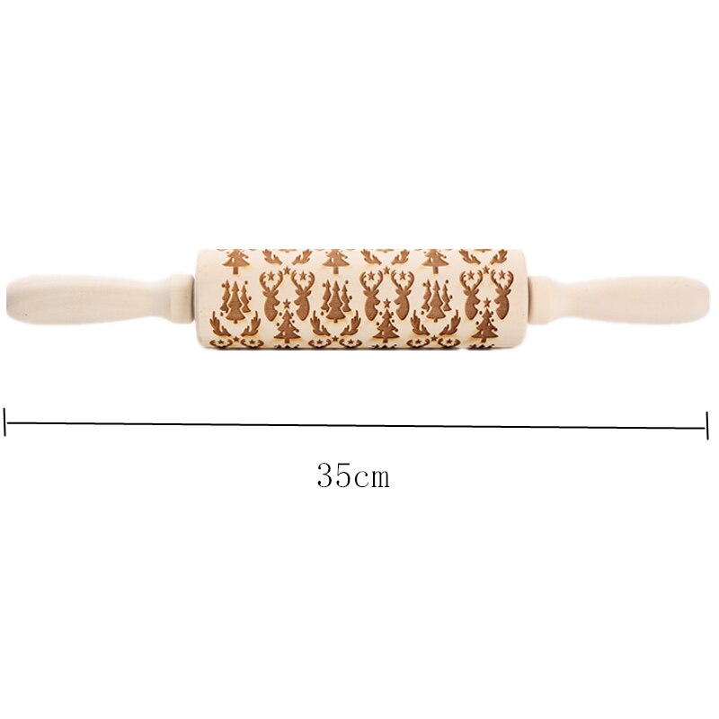 3D Christmas Rolling Pin Wooden 29 Patterns Embossed Imprinted Patterned Cookie Made Roll Pin Bakery Baking Pastry Tools: J