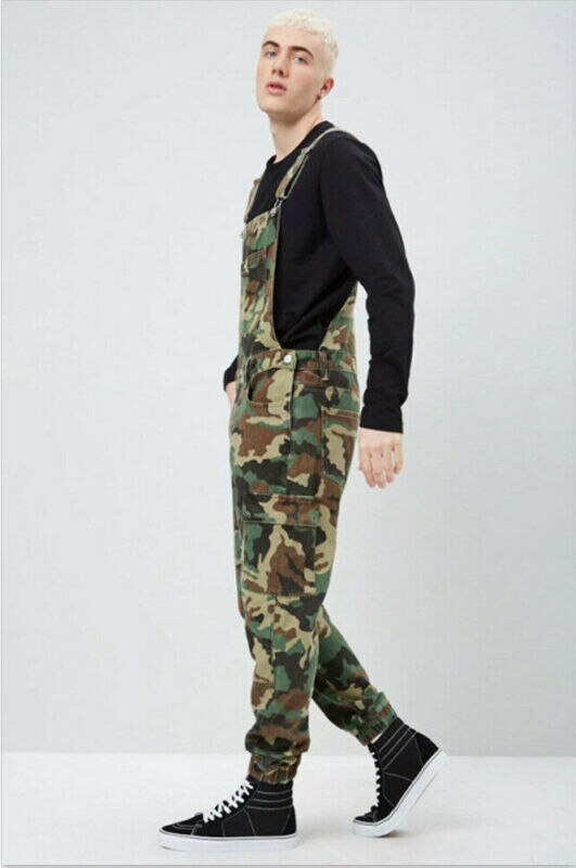 hombres monos de mezclilla Baberos monos camuflaje Moto Biker Correa Pantalones Casual hombres Pantalones Casual Cargo Pantalones
