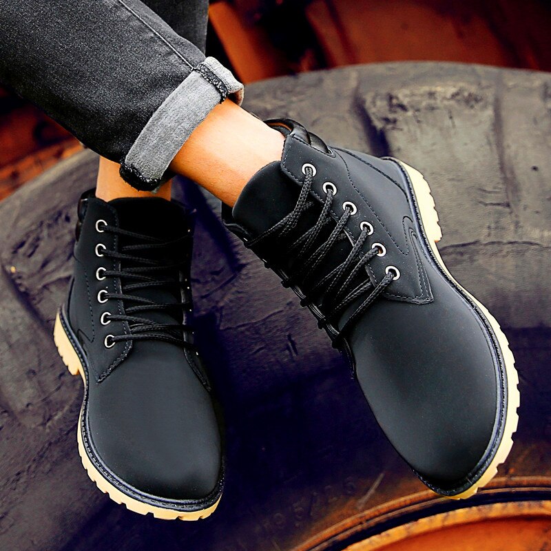 Baskets montantes noires pour homme, chaussures décontractées, automne et hiver