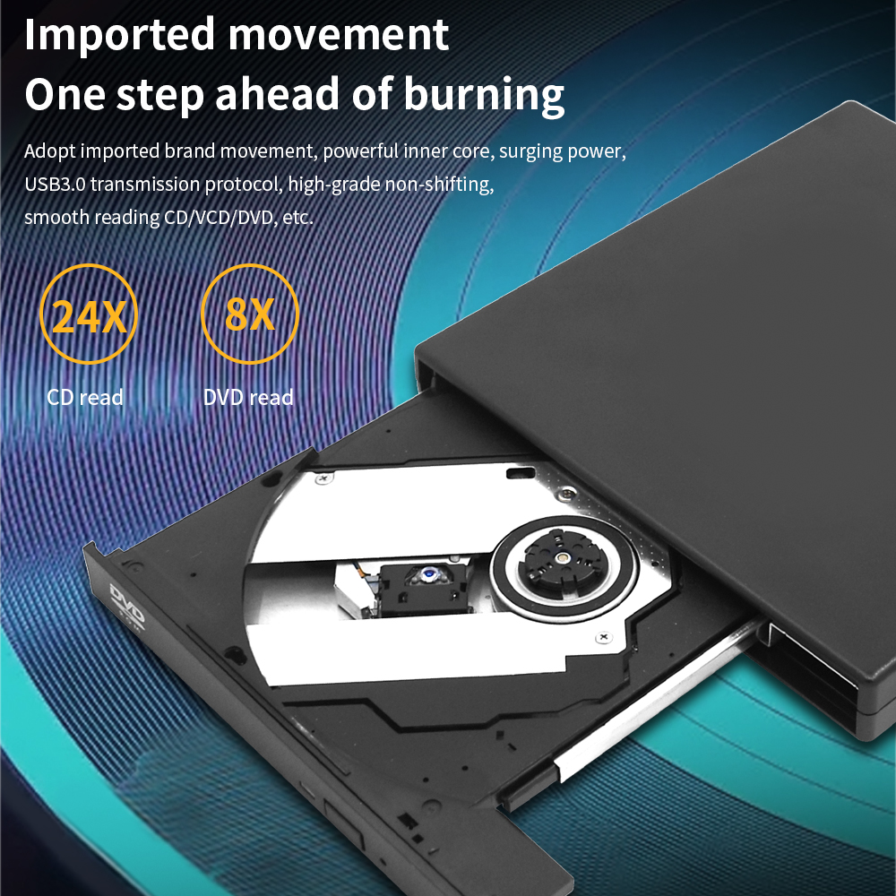 TISHRIC External Optical CD DVD Drive Player USB 2.0 DVD Combo Plug and Play External DVD Player For PC Laptop Desktop