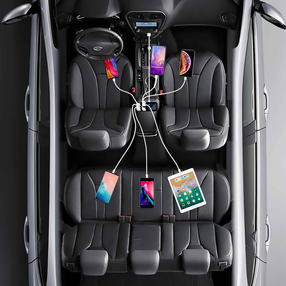 Goojodoq 8 Poorten Usb Car Charger Led Digitale Display Snel Opladen Voor Iphone 11 Pro Max Samsung Xiaomi Huawei Auto telefoon Oplader