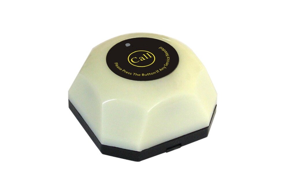 Restaurant/club/bar wireless paging system pager bell,silver/white/black/wood single call buttom with removable waterproof base