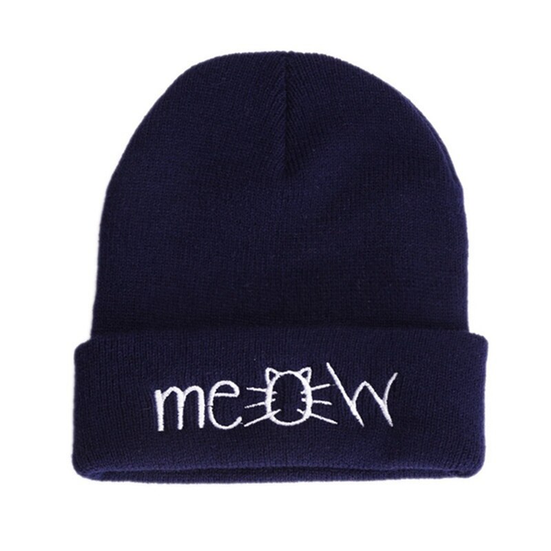1pc Winter Autumn Hat Wool Cap Boys Beanie Winter Knit Skull Hat Girls Boys Meow Letter Children Kids Hat Cap